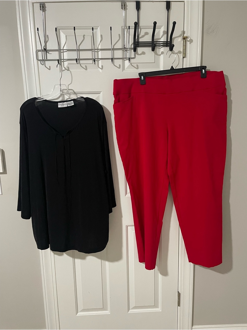 Red Pull-On 3x  Pants - Women black 3x top